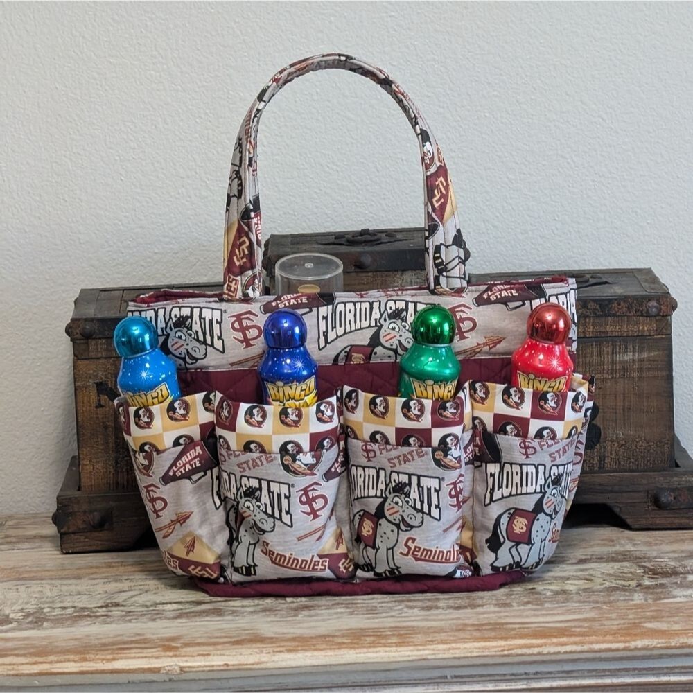Florida State Seminoles Multi-Color Bingo/Craft/Organizer Tote Bag, Hand Crafted
